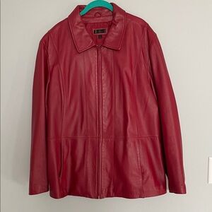 Cherry Red Leather Jacket